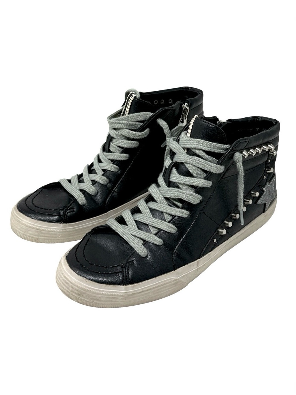 ShuShop Black High-Top Sneakers with Gray Laces